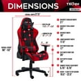 thumbnail image 4 of Techni Sport Ergonomic Gaming Chair with Adjustable Armrests, High Back, Lumbar and Headrest Pillow – Red/Black, RTA-TS90-RED, 4 of 16