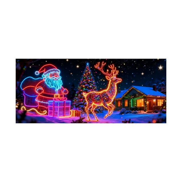 Oliegs Couverture de Porte de Garage Style Néon Festive pour Usage Extérieur Intérieur Tissu Polyester avec Coutures Renforcées Installation et Rangement Faciles