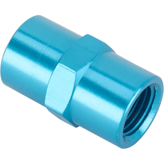 Aluminum Female Pipe Coupler Fitting, 1/4 Inch NPT, Blue Anodized