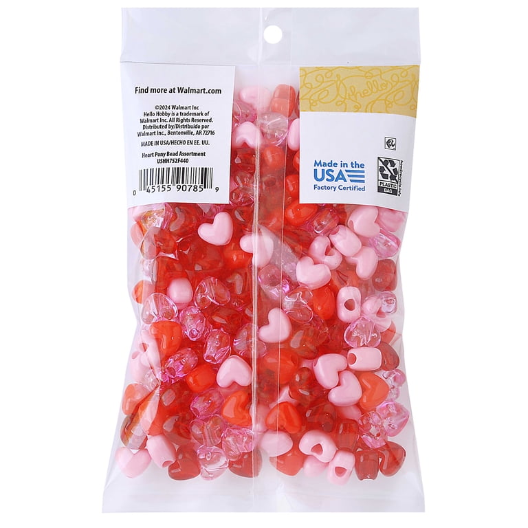 Hello Hobby 12mm Heart Beads 240 Pieces in Red and Pink Mix for