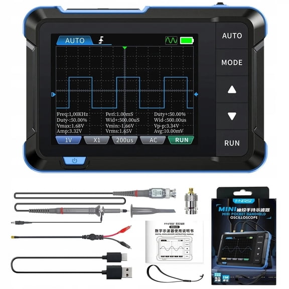 DSO-153 Handheld Digital Oscilloscope, 1MHz Bandwidth 5MS/s Sampling Rate, 2.8" HD LCD with 10KHz Signal Generator, 1000mAh Rechargeable Battery for Electronic Repair R&D Education
