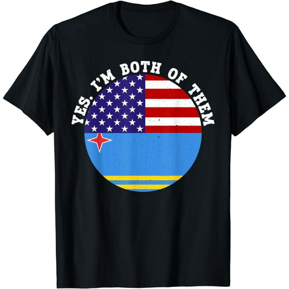 Half American Half Aruba USA Flag Patriotic T-Shirt
