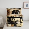 thumbnail image 5 of Manfei Vintage Bear Queen Comforter Set,Jungle Animals Comforter Sets Queen,Brown,Black Reversible,3pcs,1 Comforter and 2 Pillowcases, 5 of 7