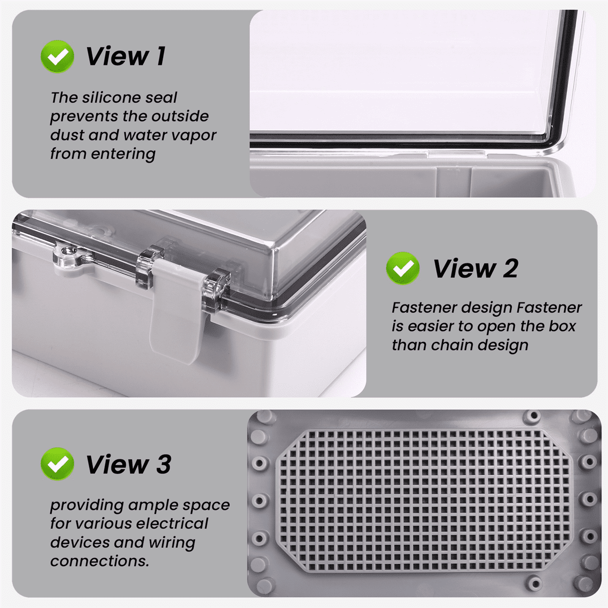 Waterproof Gray Cover Enclosure Junction Box ABS Plastic Outdoor Waterproof Electrical Boxjunction B Gray ABS