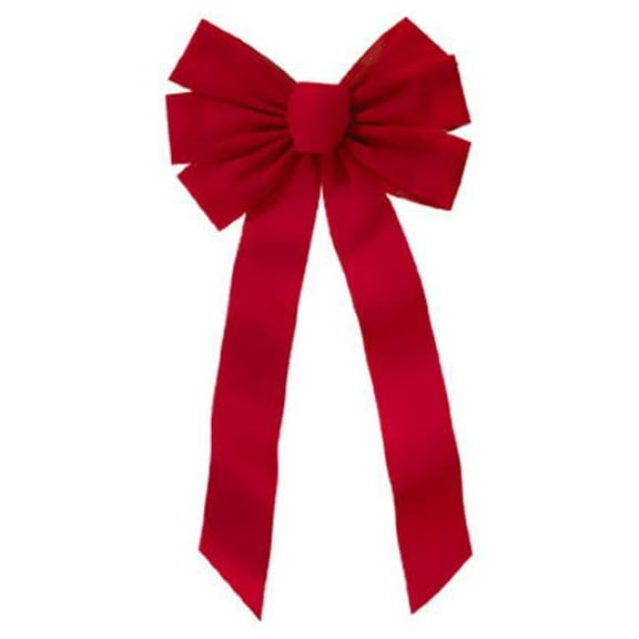 7964 7 Loop Velvet Bow - Red