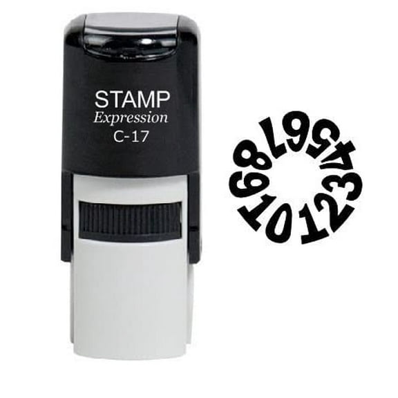 StampExpression - Rounded Numbers 1-10 Self Inking Rubber Stamp - Black Ink (W-6881)