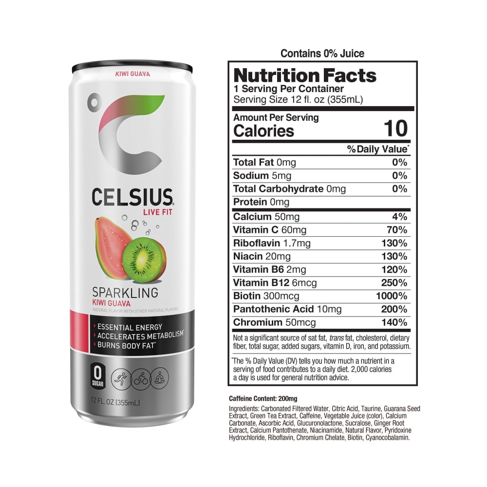 CELSIUS Sparkling Kiwi Guava Energy Drink Can 12 fl oz - 3 count