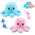 thumbnail image 1 of Pulpo gigante reversible de 50 cm. Juguete de peluche reversible de pulpo feliz y triste. ¡Muestra tu estado de ánimo sin decir una palabra! Rosa y azul claro, rosa, 1 of 5