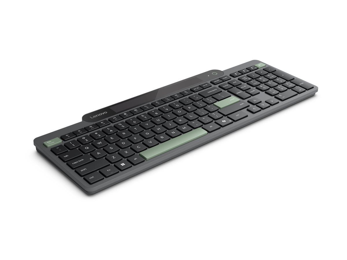 Lenovo Self-Charging Bluetooth Keyboard-US English - Wireless Connectivity - Bluetooth - 5.1 - 108 Key(s) - Windows 10, Windows 11 - English (US) - Notebook - PC - Recycled Plastic - Plunger Keyswi...