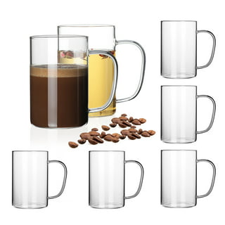 Evelyne Collection Clear Glass Double Wall Coffee Mug With Handle, Set of 4  (12 oz, 350 ml) - Insulated Coffee Cup For Cappuccino, Espresso, Tea