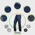 thumbnail image 5 of Men's Denim Cordura Fit Work Dungaree Pants Carpenter Workwear Mens Utility Jean Dark Blue 30-30, 5 of 7