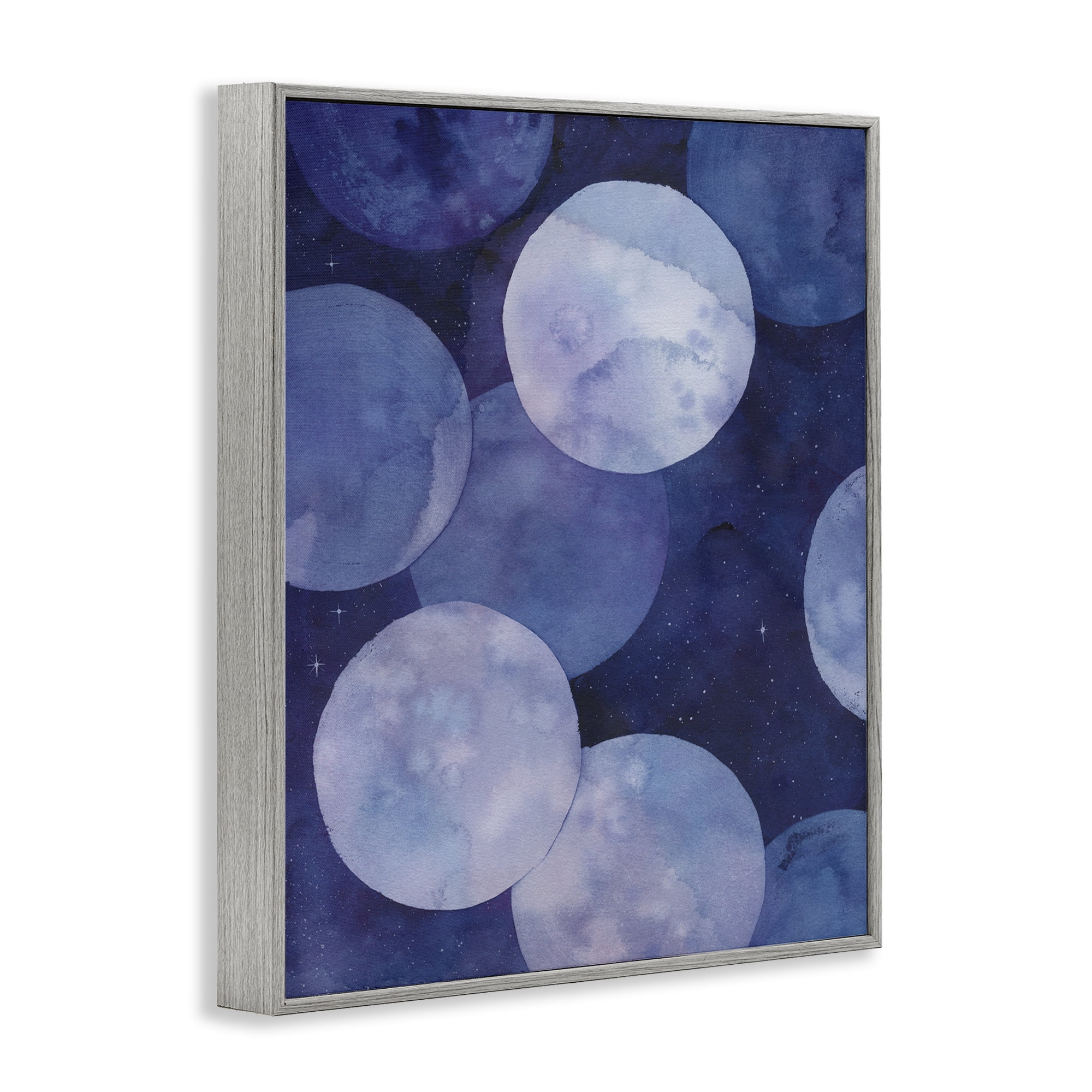 Stupell Industries Layered Circles in Space Abstract Painting Gray Framed Art Print Wall Art, 24 x 30