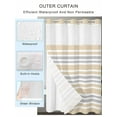 thumbnail image 2 of No Hook Cloth Fabric Shower Curtain with Snap in Liner, Khaki Stripes Waterproof Shower Curtains Set with See Through Top Window, Modern Minimalist Horizontal Ombre Lines Bath Curtains Shower 36"x78", 2 of 6