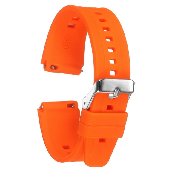 Uxcell Silicone Watch Band 18mm Quick Release Flexible Soft Rubber Replacement Watch Strap with Stainless Steel Clasp for Men Women, Orange