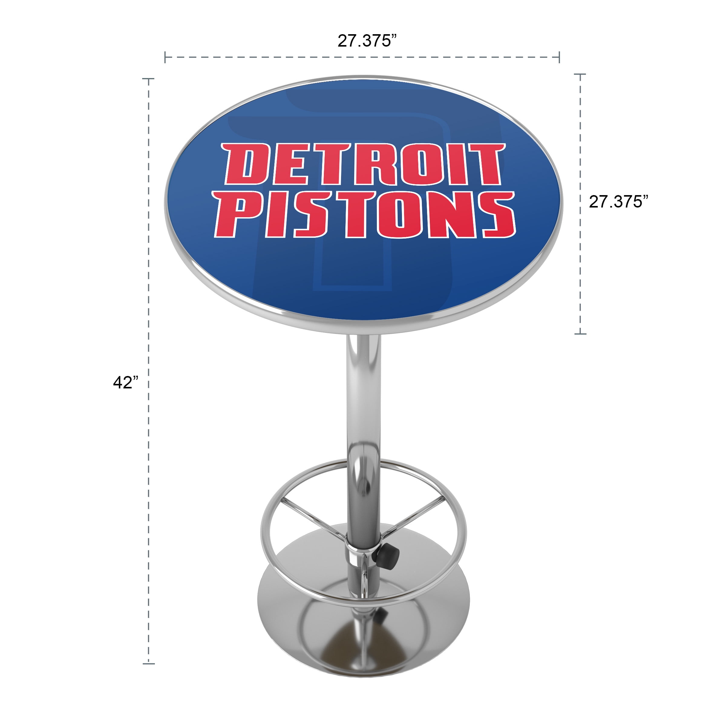 Detroit Pistons Fade Bar Table with Adjustable Footrest and Acrylic Top
