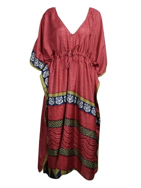 Women Bohemian Kaftan, boho Caftan Maxi Dress, Red Printed Kaftan Dress, Cover Up, Beach Dress, Resort Wear Caftan 3X