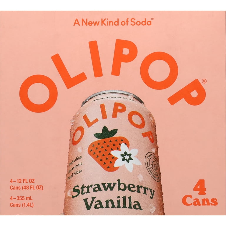 OLIPOP Strawberry Vanilla Prebiotic Soda, 12 fl oz, 4 Pack photo 8