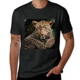 thumbnail image 2 of Wuche  Leopard print gold wild animal cheetah picture artwork, design shirt, artistic display, T-shirt lover gift casual breathable men, women, boys, girls, children Black, 2 of 4