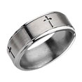 thumbnail image 1 of Mens Chisel 8mm Ridged Cross Titanium Wedding Band, 1 of 2