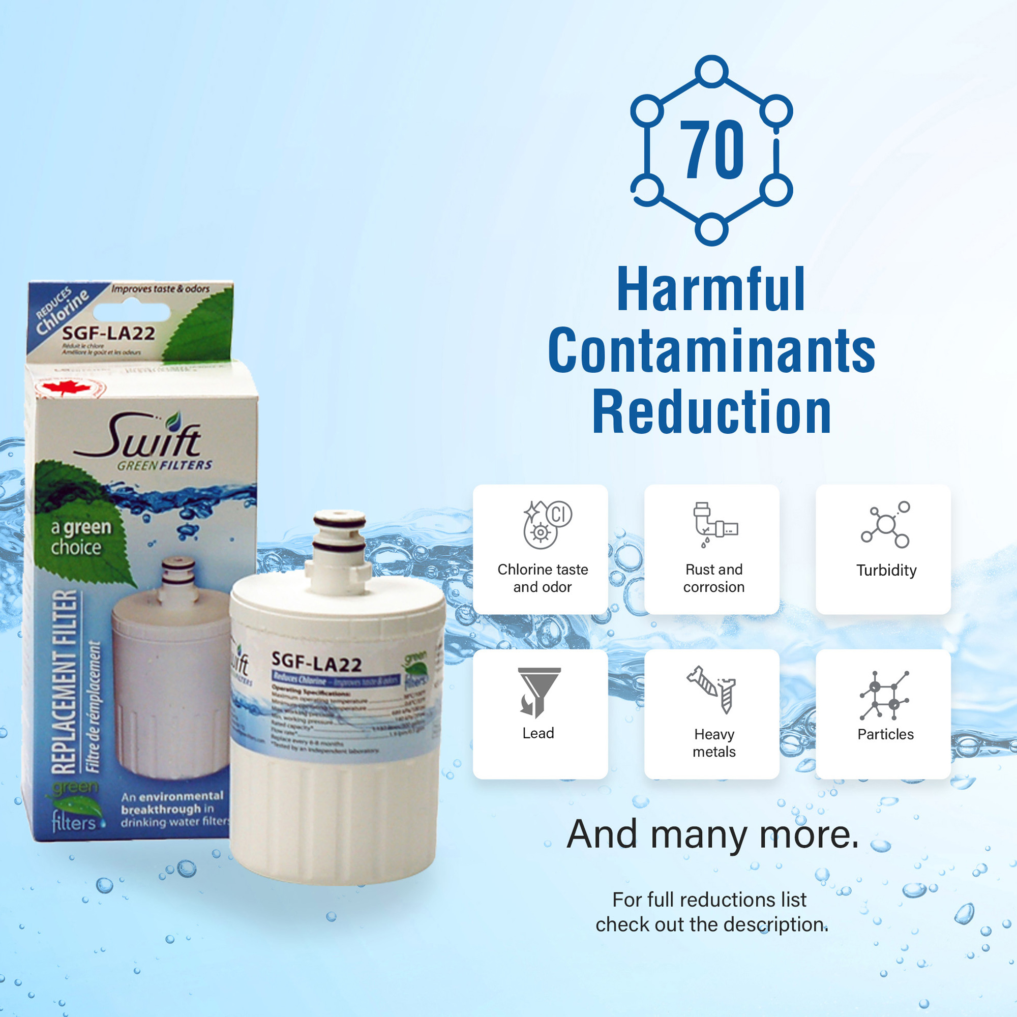Swift Green Filters SGF-LA22 Compatible Refrigerator Water Filter for LT500P, 5231JA2002A (2 Pack)