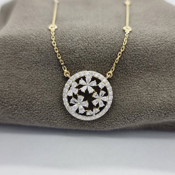 Silver & Stone Jewels Pear Cut Cubic Zirconia 14K Yellow Gold Finish Women's Pendant Necklace