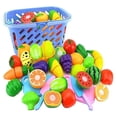 thumbnail image 1 of Juego de juguetes de frutas cortadas de cocina de simulación de 23 piezas, juego de casitas con cesta para juegos de rol para niños, 1 of 5