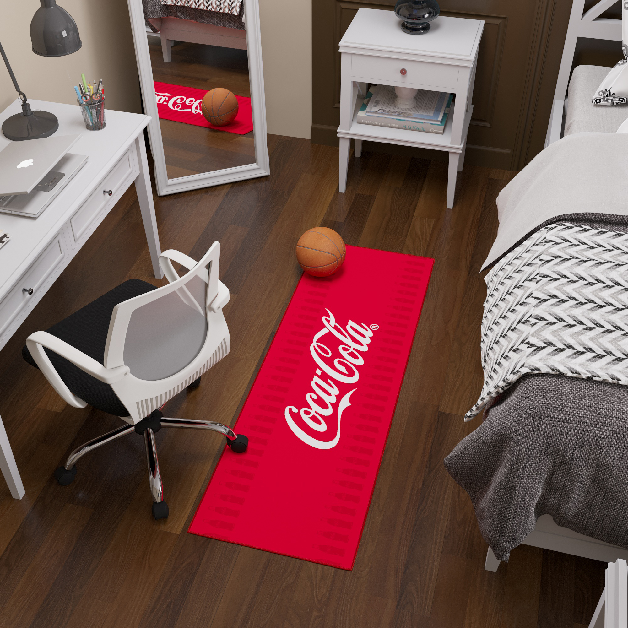 Ottomanson Coca-Cola Border Machine Washable Non-Slip Rubberback 2x5 Runner Rug, 20"x 59", Red