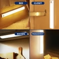 thumbnail image 5 of LED Motion Sensor Under Cabinet Light, 30cm Wireless Rechargeable Adhesive Magnetic Indoor Lighting for Closet, Kitchen, Wardrobe, Stairs, USB Charging, 120° Sensing Angle, White, 5 of 8