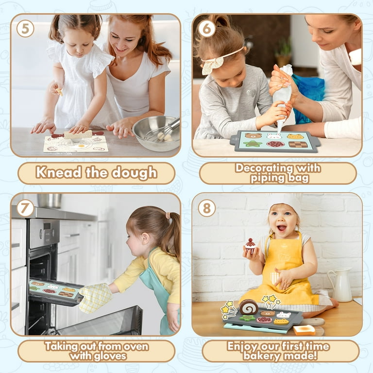 Wooden Kitchen Pretent Play Food Sets for Kids Baking, Food Toys