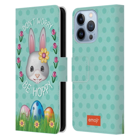 Head Case Designs Officially Licensed emoji® Easter Be Hoppy Leather Book Wallet Case Cover Compatible with Apple iPhone 13 Pro