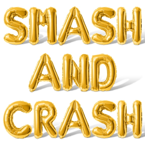 Letter Balloons - SMASH AND CRASH 16" Inch Alphabet Letters Foil Mylar Balloon Birthday Party Banner (Gold)