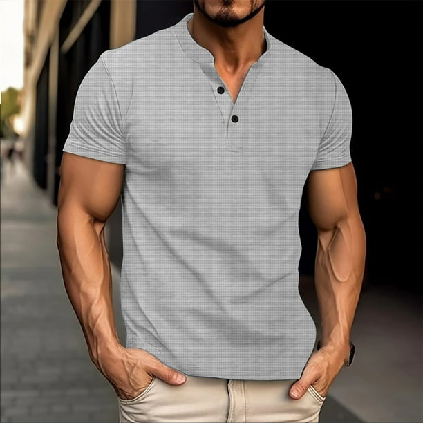 pstuiky Camisas de manga corta para hombre, Blusas y camisas casuales de manga corta con cuello en V para hombre camisas casuales para hombre s