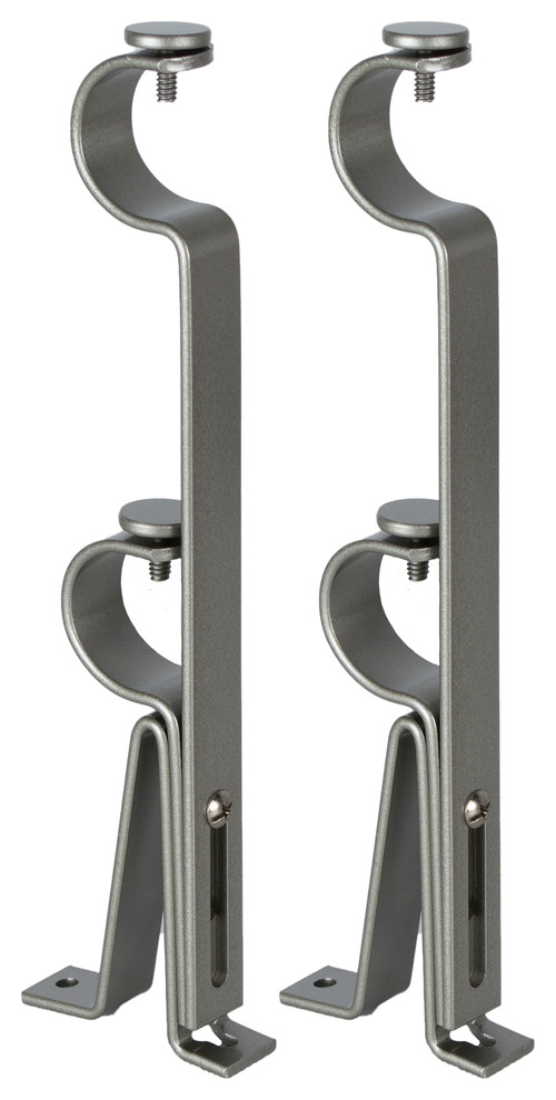 Urbanest Adjustable Double Rod Bracket, Up to 1 1/8", Pewter, Set of 2