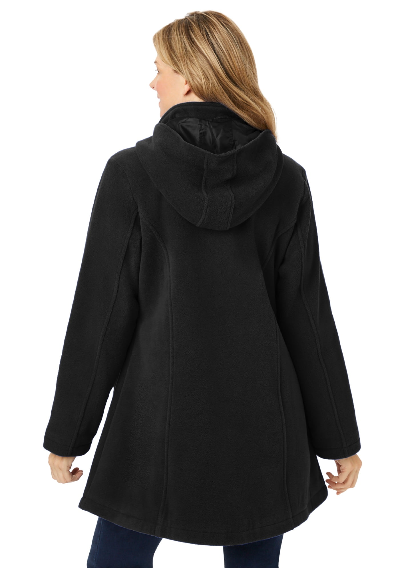 Plus Size Hooded A-Line Fleece Coat - image 2