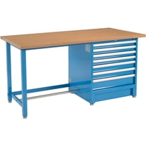 Global Industrial 72"W x 30"D Modular Workbench with 7 Drawers, Shop Top Square Edge, Blue