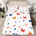 thumbnail image 2 of Homewish Colorful Butterfly Twin Sheet Sets,Colorful Floral Twin Fitted Sheet,Orange Polka Dots Flat Sheet For Girls,Microfiber Bedroom Decor,3 Pieces, 2 of 7