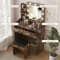 thumbnail image 4 of EDTara Vanity Desk with Mirror and Lights, White Makeup Vanity with 2 Drawers, 3 Light Mode and Brightness Adjusted, Makeup Table for Bedroom, Desk and Chair, 4 of 7