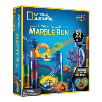 National Geographic Kids STEM Series Glowing Marble Run, 50-Piece Set for Boys or Girls