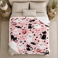 thumbnail image 5 of Whimsical decorative motif Cat Pink Pumpkin, Playful Pet Portrait Pattern, Warm Flannel Blanket for Living Room and Bedroom, Cat Lovers autumn celebration Gift, Pet Lover Home Decor, 5 of 9