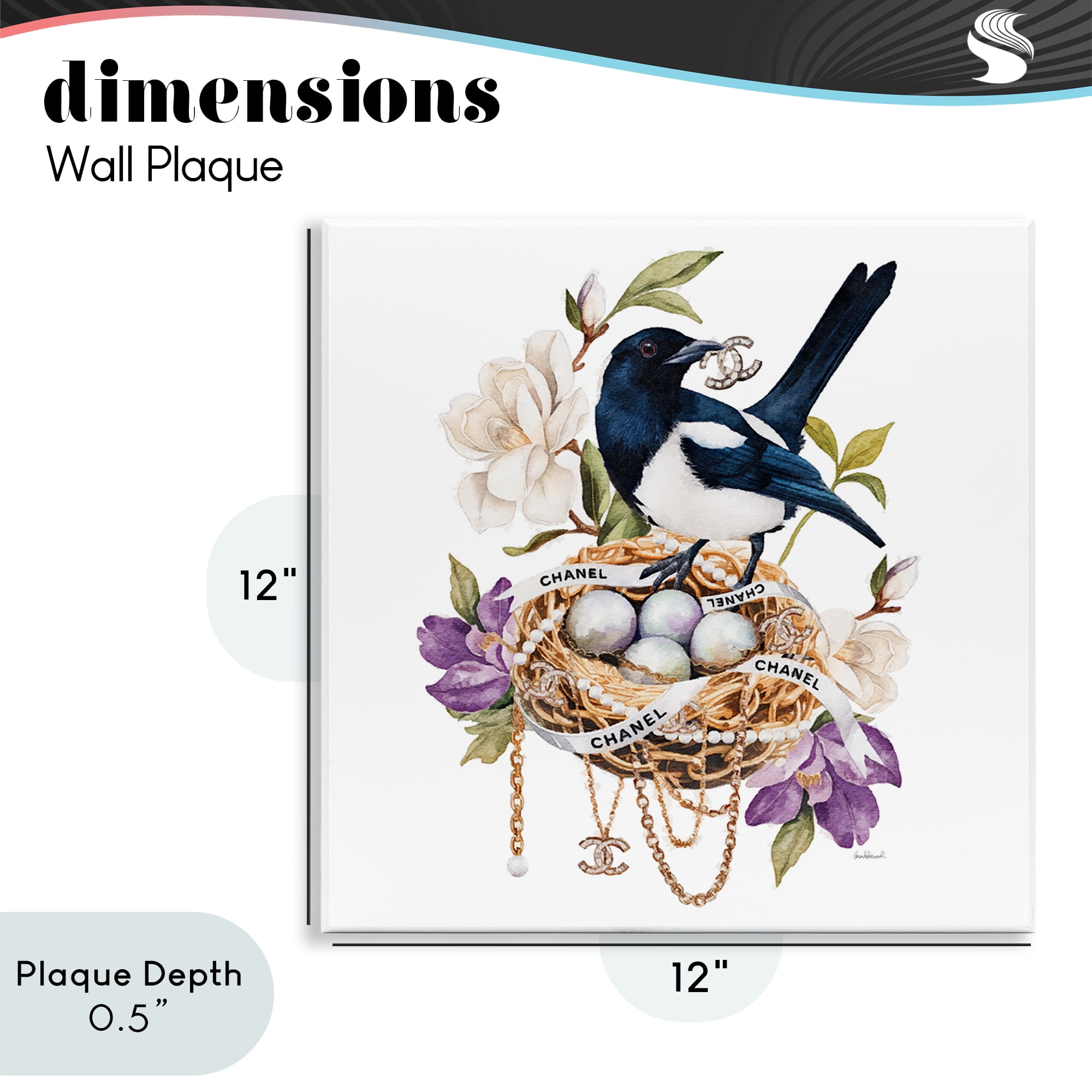 Stupell Industries Glam Birds Nest Magnolia Wall Plaque Art, design by Amanda Greenwood