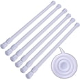thumbnail image 1 of 6 Pack Cupboard Bars Adjustable Spring Tension Rods Refrigerator Bar Extendable Rod for DIY Projects (Black, 12" to 20"), 1 of 6