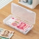 thumbnail image 2 of Caja de almacenamiento de tarjetas de papel moneda de escritorio caja de almacenamiento de monedas mini de plástico transparente con cajón de compartimento de tapa caja de almacenamiento, 2 of 5