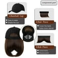 thumbnail image 3 of Short Synthetic Bob Baseball Cap Hair Wigs Straight/wave, One-piece Bob Hair Wigs, With Black Baseball Cap, Adjustable For Women, 3 of 8