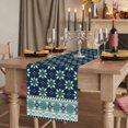 thumbnail image 2 of Table Runners 36 Inches Long Dress Scarves, Dark Blue Flowers Farmhouse Kitchen/Dining Table Runner, Short Coffee Tablerunners, Vintage Rustic Abstract Floral Aesthetic 13x36 Inch, 2 of 9