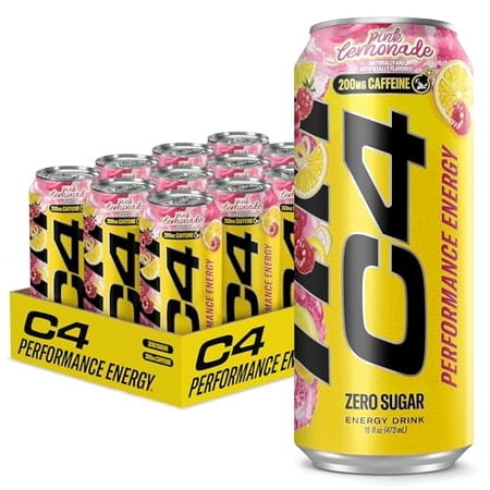 C4 Performance Energy Drink Pink Lemonade 200mg Caffeine 12 Pack 16 Fl Oz