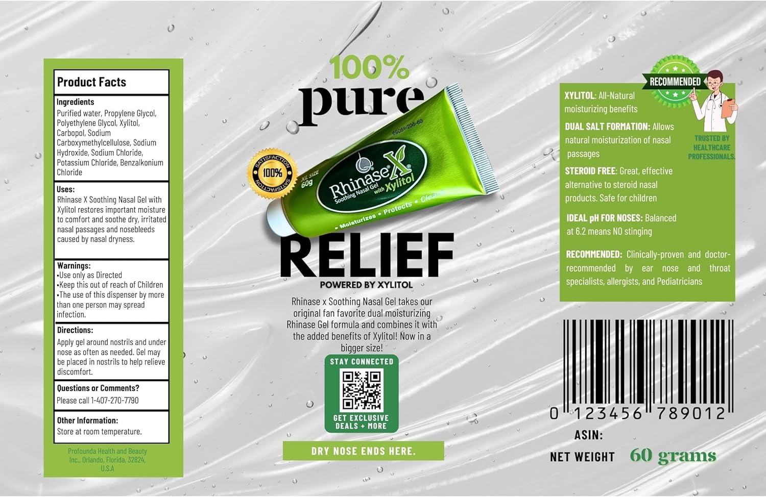 Rhinase X Nasal Gel | Long Lasting Symptom Relief from Nasal Dryness from Low Humidity and Allergy| Great for Travel Dryness Caused by Dry Nose. 60g