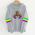 thumbnail image 4 of Mardi Gras Pullover Hoodie Sweatshirt for Women Long Sleeve Casual Loose Crewneck Pullover Funny Print Colorful Striped Tops, 4 of 4