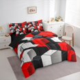 thumbnail image 3 of jejeloiu 3D Geometric Plaid 7-Piece Twin Bedding Sets,Abstract Checkered Bedding Comforter Set,Red Gray Black Sheet Sets For Girls Boys,Super Cozy Room Decor Reversible, 3 of 8