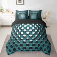 thumbnail image 2 of Manfei Neon Dense Holes Bedding Comforter Set 7 Pieces,Geometric Geometry Hexagon King Bedding Sets,Green Gray Bed Sheets,Breathable Bedroom Decoration Reversible, 2 of 7