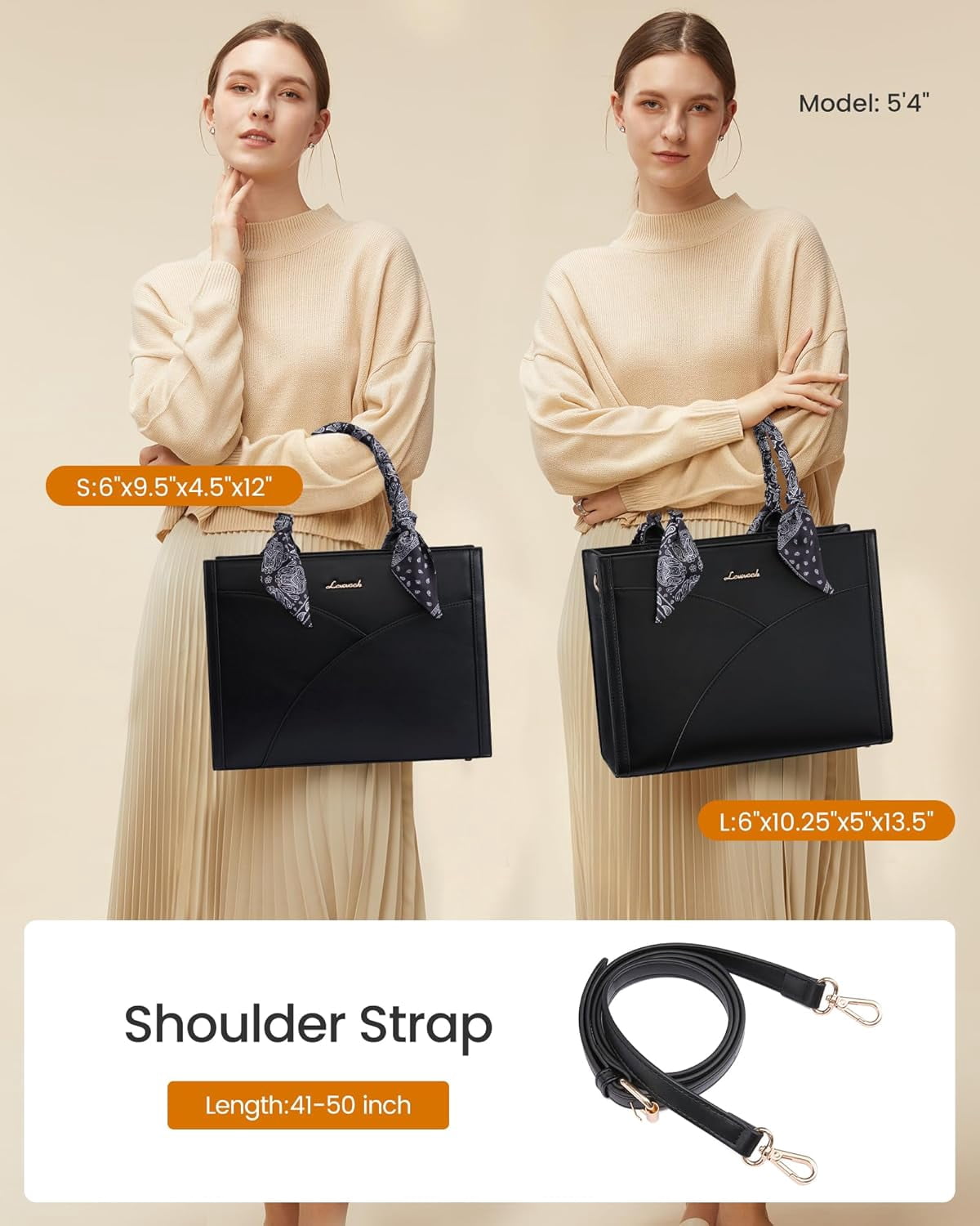LOVEVOOK Medium Purses and Handbags for Women, Satchel Top Handle Bag with Strap, PU Leather Tote Shoulder Purse with Scarf